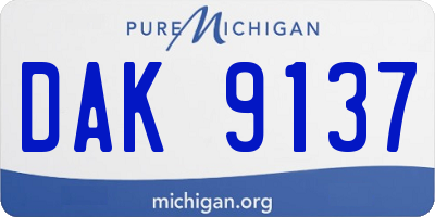 MI license plate DAK9137