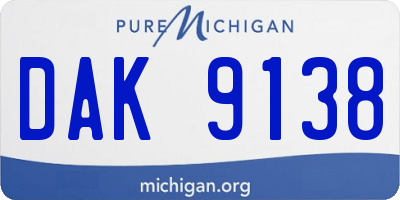 MI license plate DAK9138
