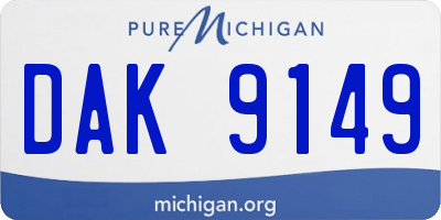 MI license plate DAK9149