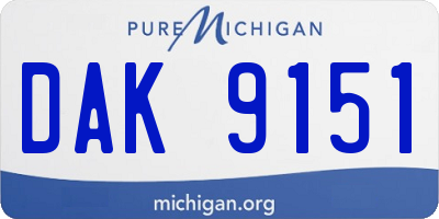 MI license plate DAK9151