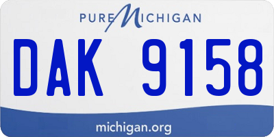 MI license plate DAK9158