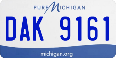 MI license plate DAK9161