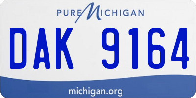 MI license plate DAK9164