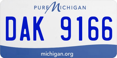 MI license plate DAK9166
