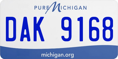 MI license plate DAK9168