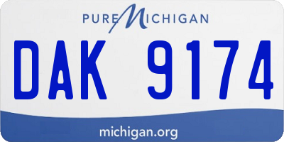 MI license plate DAK9174