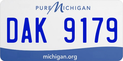 MI license plate DAK9179