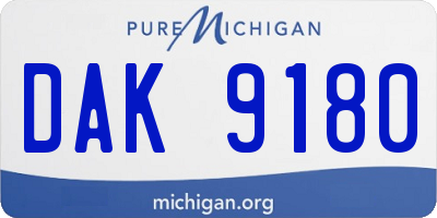 MI license plate DAK9180