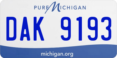 MI license plate DAK9193