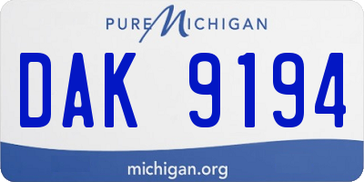MI license plate DAK9194