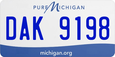 MI license plate DAK9198