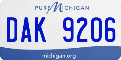 MI license plate DAK9206