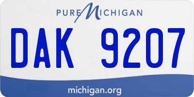 MI license plate DAK9207