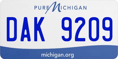 MI license plate DAK9209