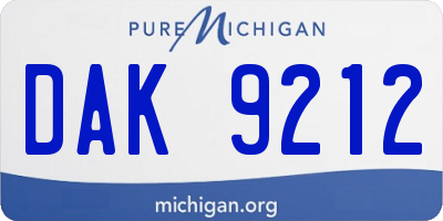 MI license plate DAK9212