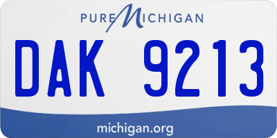 MI license plate DAK9213