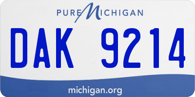 MI license plate DAK9214