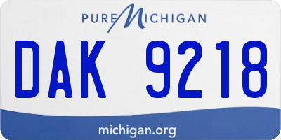 MI license plate DAK9218