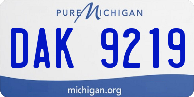 MI license plate DAK9219