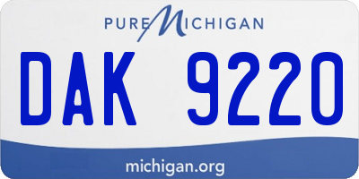 MI license plate DAK9220