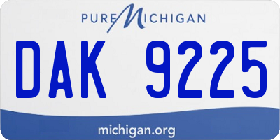 MI license plate DAK9225