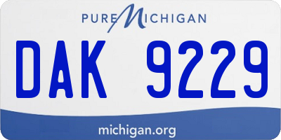 MI license plate DAK9229