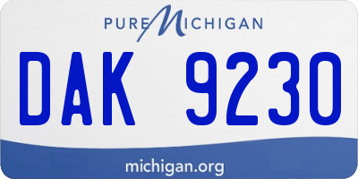 MI license plate DAK9230