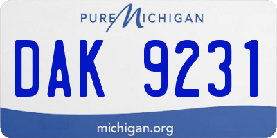 MI license plate DAK9231