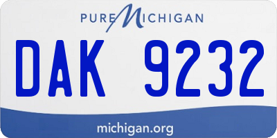 MI license plate DAK9232