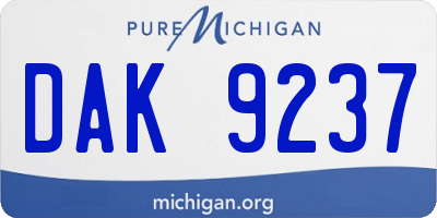 MI license plate DAK9237