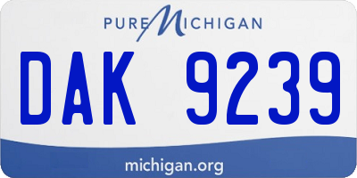 MI license plate DAK9239