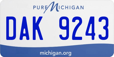 MI license plate DAK9243