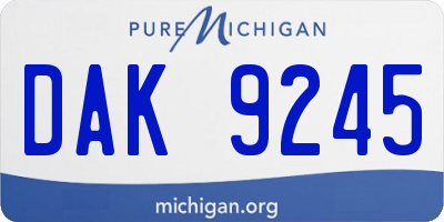 MI license plate DAK9245