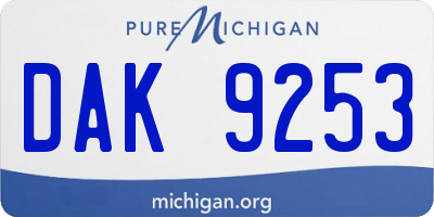MI license plate DAK9253