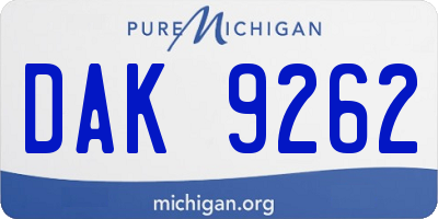 MI license plate DAK9262