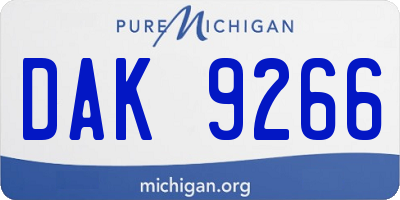 MI license plate DAK9266