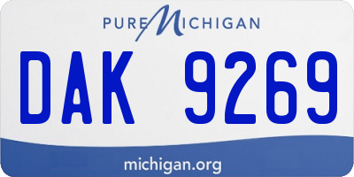 MI license plate DAK9269