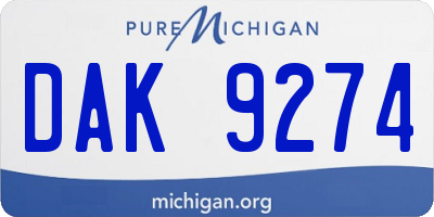 MI license plate DAK9274