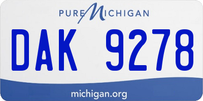 MI license plate DAK9278