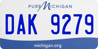 MI license plate DAK9279