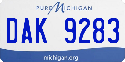 MI license plate DAK9283