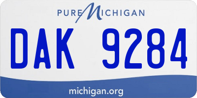 MI license plate DAK9284