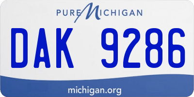 MI license plate DAK9286