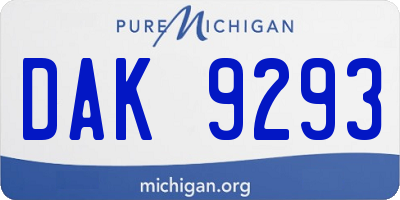MI license plate DAK9293
