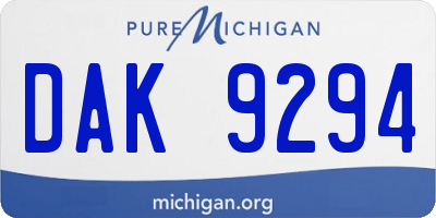 MI license plate DAK9294