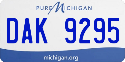 MI license plate DAK9295