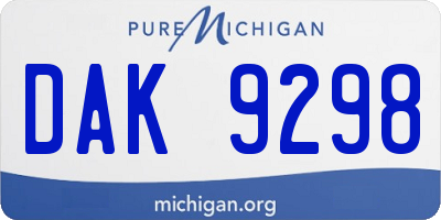 MI license plate DAK9298
