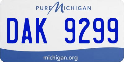 MI license plate DAK9299