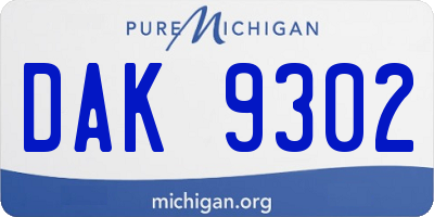 MI license plate DAK9302