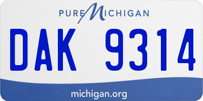 MI license plate DAK9314